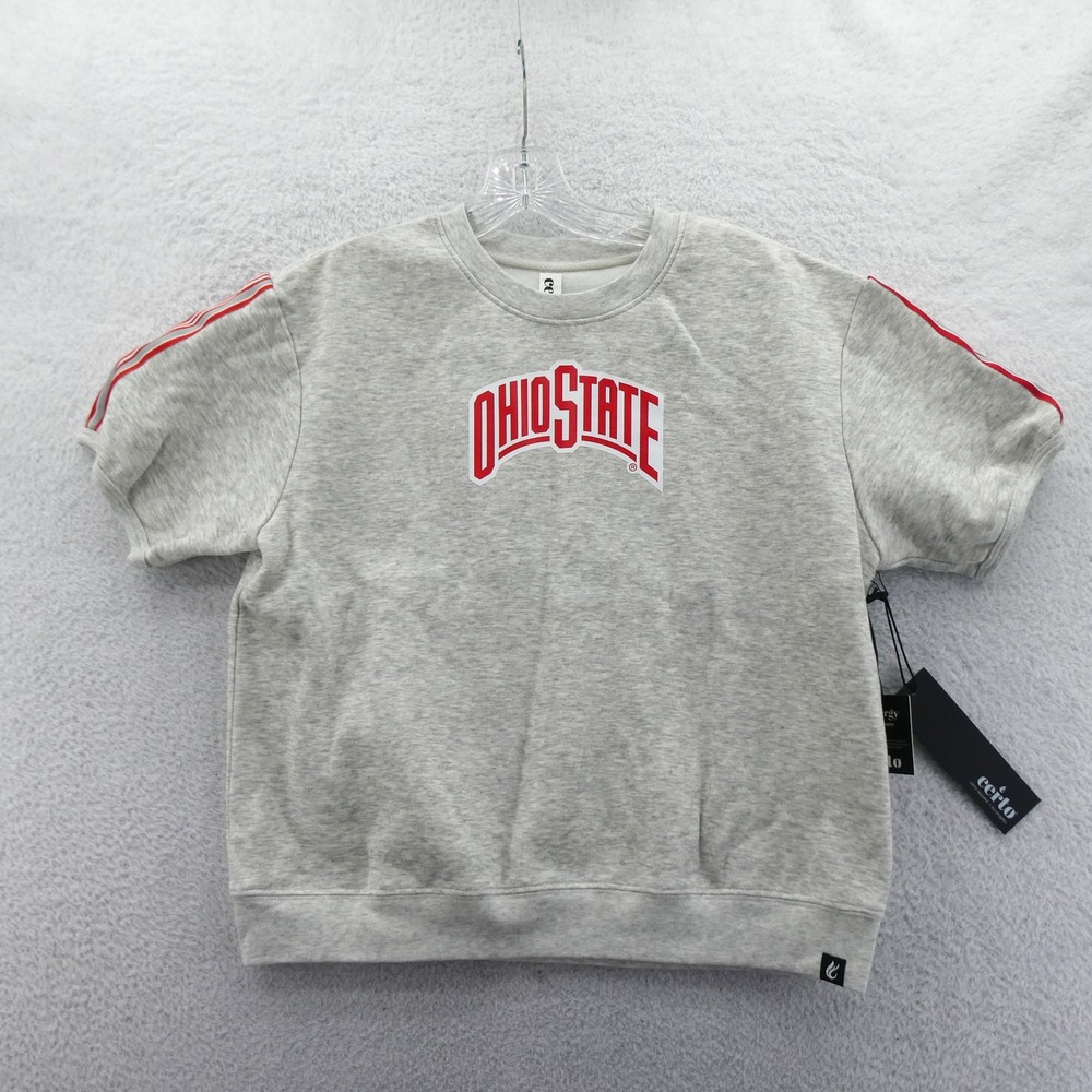 Certo Ohio State Buckeyes Short Sleeve Sweatshirt Women Small Gray NCAA‎ Stripes
